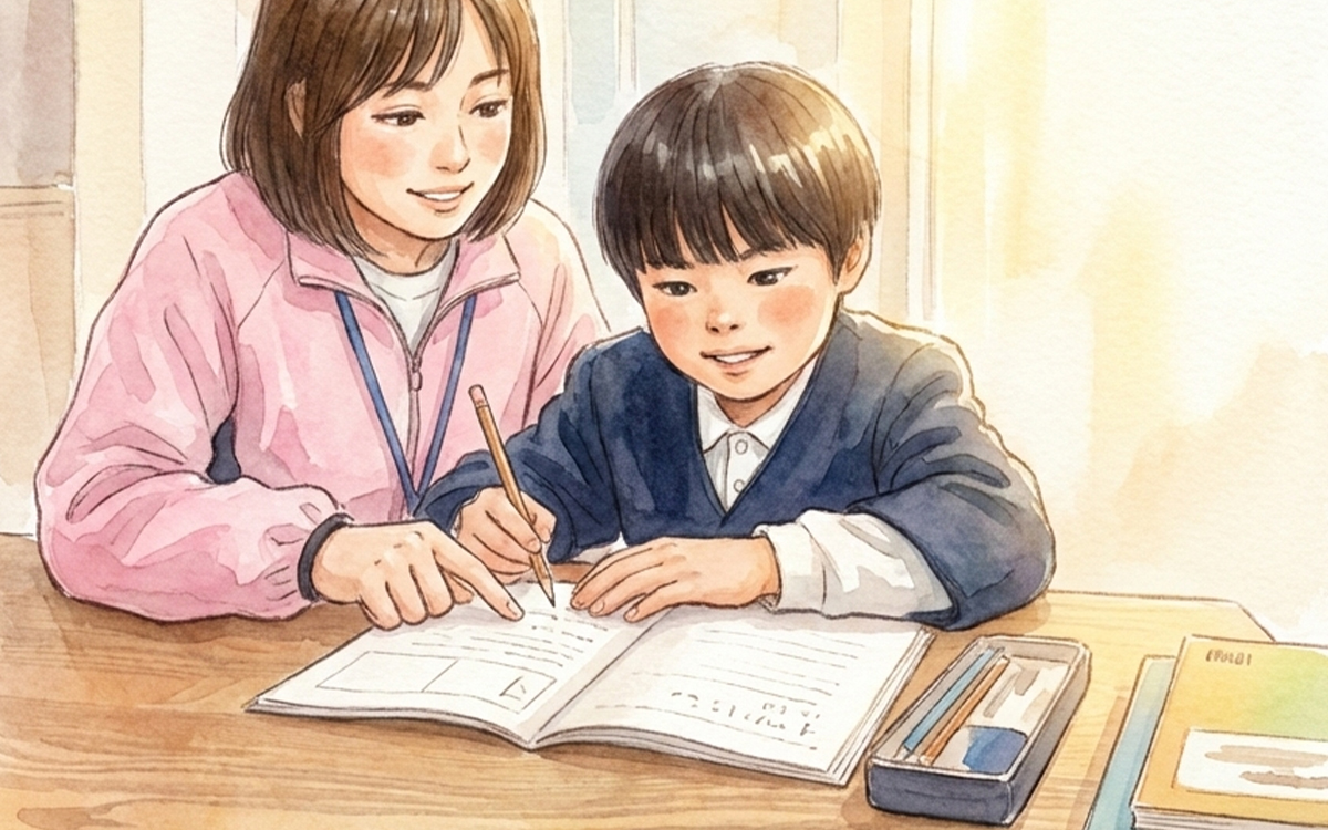 宿題に取り組む様子