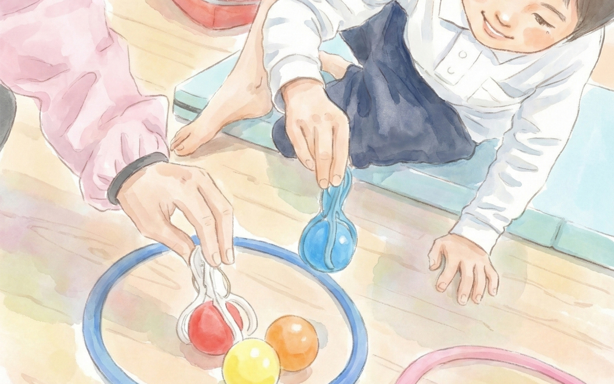 洗濯バサミボール掴みのイラスト